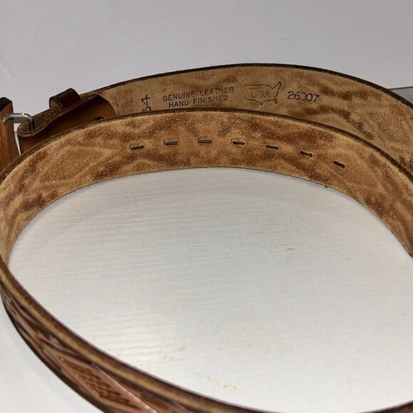 Zuni Sun Face Leather Belt Buckle and Chambers Belt Hand Carved Size 34 - Picture 7 of 10